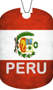 PERU flag Adult Dog Car Tag Chain Necklace DIRTY Version  - Picture 1 of 1
