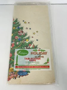 Princess Holiday Vintage Christmas Tree Party Tablecover 54" x 96" Paper New - Picture 1 of 6