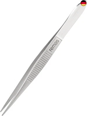 BESUCHE DEN REMOS PROFESSIONAL BODY CARE- REMOS Splitterpinzette aus rostfreiem Edelstahl mit gezahnter Spitze - 8 cm