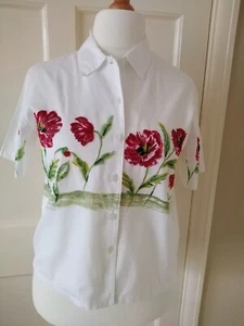 Together. White Cotton Embroidered & Embellished Shirt/Blouse. Size 14. - Picture 1 of 11