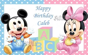 Baby Mickey 1/4 sheet Edible image cake topper fast shipping - Picture 1 of 3