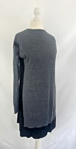 Rag & Bone Dress Size XS Chest 36" 100% Silk Grey Jumper Tunic Black Satin Panel - Picture 1 of 12