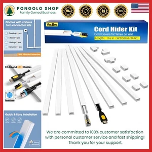 116In Kit de Cache Cordon, Couvercles de Cordon pour Fils sur Mur, Cache Cordon pour Support Mural T - Photo 1/8