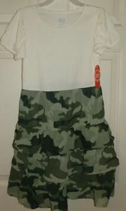 New Girls size Large 10-12 Green Camo Tiered Dress Wonder Nation - Picture 1 of 2