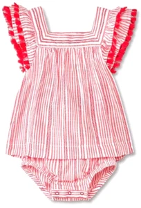 Baby Cat & Jack Red Baby Girls' Striped Jumpsuit Size 3/6M - Picture 1 of 2