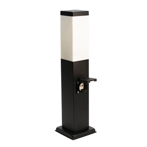 Pollerleuchte mit Energiesäule IP44 E27 50 cm Schwarz außen Wegeleuchte B-Ware - Bild 1 von 8