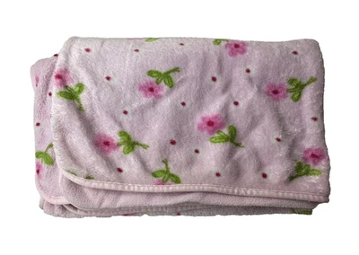 Carters Child of Mine Pink Green White Flowers Leaves Baby Blanket Fleece - Image 1 of 4