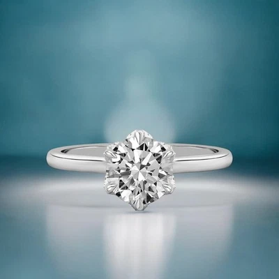 Wedding  18k White Gold Ring 1.30 Ct Round Cut Lab Created Diamond IGI Certified - Image 1 of 4