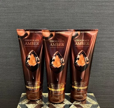 Bath & Body Works SET OF 3 Chocolate Amber Body Cream Lotions - Image 1 of 3