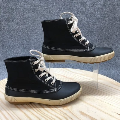 Botas Cougar para mujer 8 lluvia negras goma con cordones punta alta redonda VPO-1000633 Foto 1 de 4