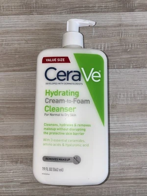 CeraVe Hydrating Cream-to-Foam Cleanser 19FL OZ Value Size NEW - Image 1 of 4