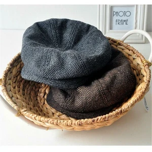 Women Men Newsboy Cap Hat Baker Boy Cabbie Gatsby Beret Herringbone Unisex Retro - Picture 1 of 7