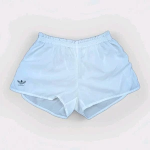 ADIDAS PIK Glanz Nylon Shorts weiß D7 Sprinter Vintage Fußball Firness Sport - Picture 1 of 16