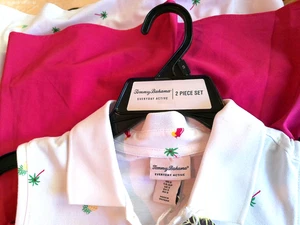 TOMMY BAHAMA SIZE S TOP SKORT SET EVERYDAY ACTIVE WHITE SLVLESS TOP PINK SKORT - Picture 1 of 8