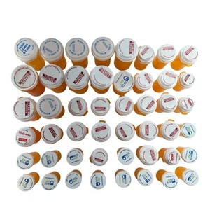 Posten 48 leere bernsteinfarbene verschreibungspflichtige Rx Pillenflaschen Kunst Handwerk Angeln Aufbewahrung Hobby - Bild 1 von 3