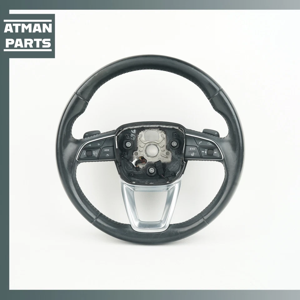 17-19 Audi 4M Q7 Sport Steering Wheel w/ Paddle Shifter Black 4M0419659A OEM - Image 1 of 4