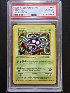 PSA 10 1st Edition Tangela 66/102 - 1999 Base Set Thick Stamp Pokemon Card WOTC - Picture 1 of 2