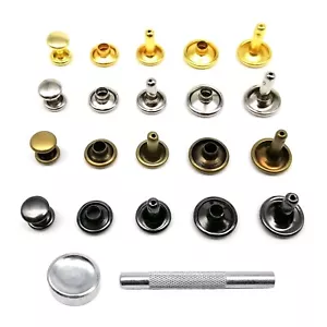 50/200sets 6/8/10mm Double Cap Rivet Spike Stud Tack for Leather Belt Bag Repair - Picture 1 of 14