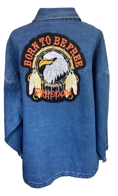 🦅CHAQUETA ABOTONADA BORN TO BE FREE EAGLE JEAN BIKER TRUCKER - NUEVA CON ETIQUETAS - TALLA 2X Foto 1 de 4