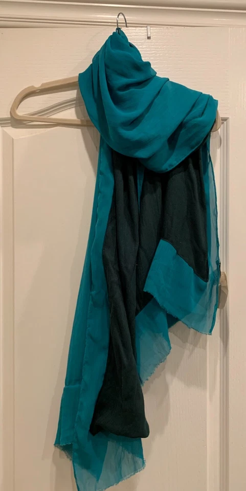 Bufanda o chal Coldwater Creek verde azulado y negro excelente estado nuevo con etiquetas Foto 1 de 1