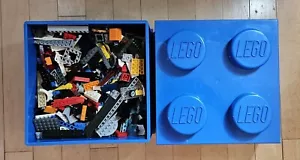 LEGO Bulk Lot 3 Pounds Bricks and #5006969 4-Stud Blue Lego Storage Brick - Picture 1 of 6