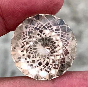 VVS 90,25 CT Natural Dorado Topacio Amarillo Piedra Preciosa Redonda Flor Corte De Pakistán - Imagen 1 de 3