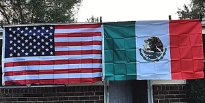 Set Bandiera Americana e Messicana 3X5 Poliestere Banner USA Messico - Foto 1 di 5