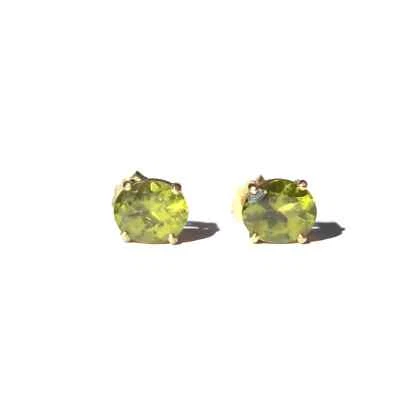 Oval Genuine Peridot Earrings set in 14kt Gold (945) - Image 1 of 2