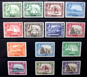 ADEN 1939-1948 KGVI Definitives. Set of 14 to 10rs. Mint HINGED. SG16/27. - Picture 1 of 2