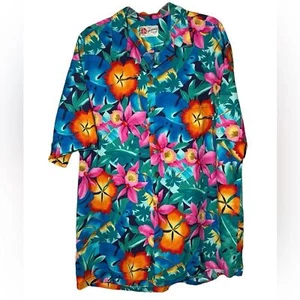 Hilo Hattie Vibrant Floral Hawaiian Shirt Men's 2XL - Picture 1 of 6