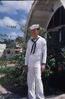 35mm Slide 1950s Red Border Kodachrome US Sailor Navy in White Uniform