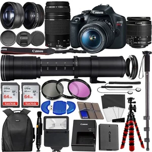 Canon EOS Rebel T7 DSLR Camera W/ 18-55mm & 75-300mm lens + 420-800mm Lens Kit - Picture 1 of 12