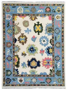 Modern Sky Blue Turkish Oushak Hand Knotted Antique Handmade Premium Wool Rugs. - Picture 1 of 10