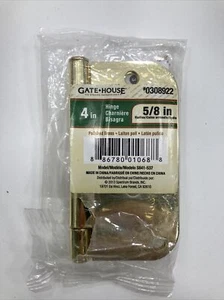 Gate House 4" Hinge Rounded Corner Polished Brass Open #0308922 - Picture 1 of 2