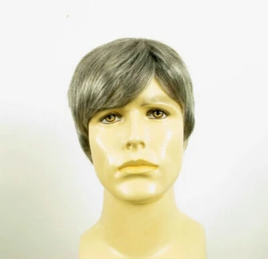 Short Wig For Men Natural Hair Gray White Poly Mesh Ref THIERRY 44 - Picture 1 of 8