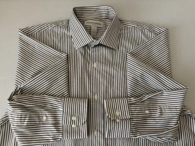 BANANA REPUBLIC USADO EN EXCELENTE ESTADO Negro Marrón Blanco Rayas Algodón 16-161/2 Foto 1 de 4