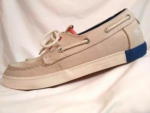Women's Timberland Newport Bay Beige Boat Shoe Loafer Canvas A17L4 Sz-9.5 f326 - Picture 1 of 10