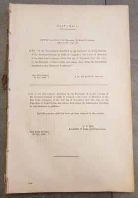 1858 HMSO REPORTS ON EAST INDIA NORTH WEST PROVINCES KHYRPORE MURZA ALI AKBAR @ - Image 1 of 4