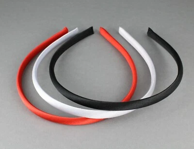 Rojo Blanco Negro 3 Fino Delgado Satinado Tela Cubierta Diadema Banda para el Cabello 3/8" Ancho Foto 1 de 4