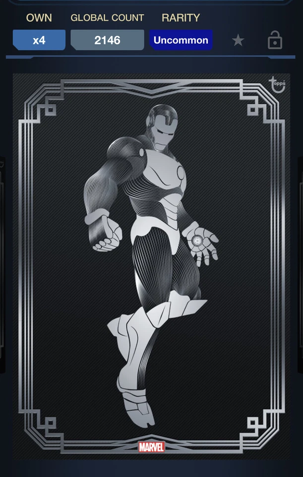 Topps Marvel Collect DIGITAL TOPPS DECO SILVER IRON MAN  - Image 1 of 1