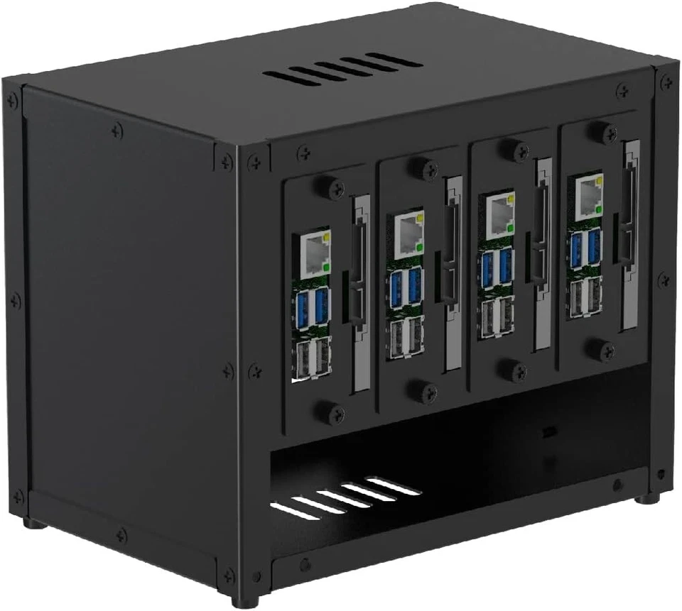 Aluminum Raspberry Pi 4 Cluster Enclosure with Fan Cooling - Home Lab Essential - Image 1 of 4