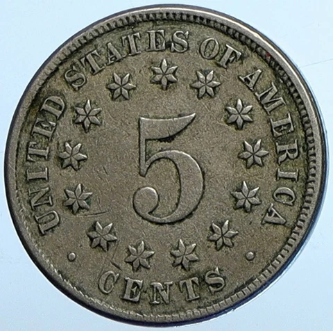 1874 United States of America USA US Shield Nickel w/o RAYS 5 Cents Coin i110139 Cover