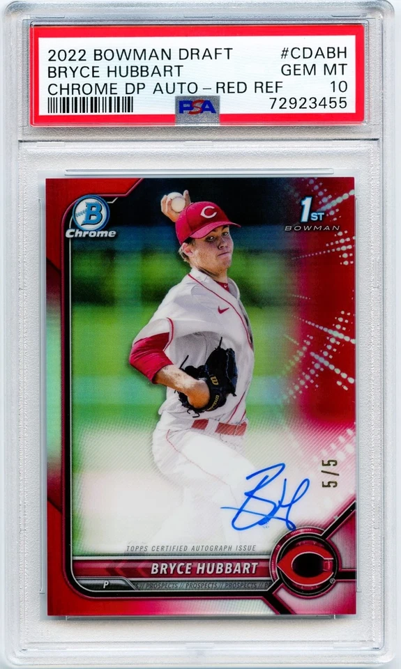 Bryce Hubbart 2022 Bowman Chrome RED Refractor Autograph /5 Rookie PSA 10 💎 🔥 - Image 1 of 1