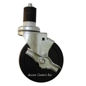 5EXHRSB-77 5" Hard Rubber Swivel Caster w/ Brake, 1.790" - 1.850" Expansion Stem - Picture 1 of 1