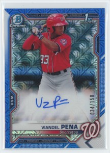 Viandel Pena 2021 Bowman Chrome Prospect Autographs HTA Choice #CPA-VP Auto