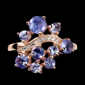 Anillo De Tanzanita Azul Simulada De 5Mm En Plata De Ley 925 Talla 9 - Imagen 1 de 10