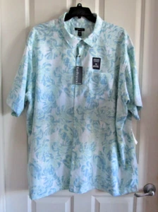 Camicia Van Heusen stampa grafica hawaiana con bottoni uomo 3XLT 20-20,5 blu nuova con etichetta - Foto 1 di 9