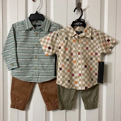 Camicia pantalone bambino Picapino 2 pezzi taglia 12M vestito colletto righe quadri 2 set - Immagine 1 di 4