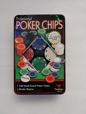 Game Poker Cardinal Professional 100 Dual Toned + Dealer Chips Party Family  - Image 1 of 3