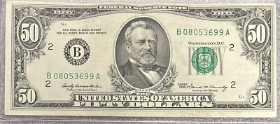1969 New York $50 Dollar Bill Fr. 2114-B FRN B08053699A 50BL81 NICE BILL! - Image 1 of 2